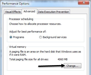 configure paging file