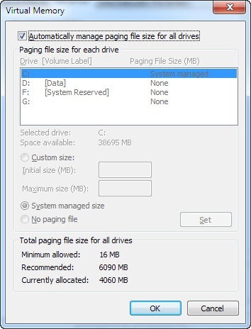 paging file values