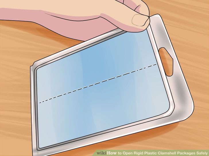 Image titled Open Rigid Plastic Clamshell Packages Safely Step 1